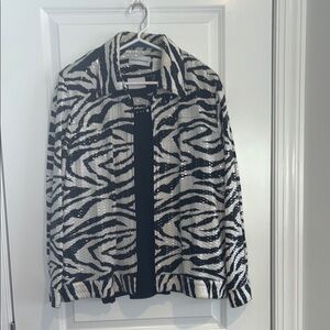 Alfred Dunner Black and White Zebra Print Top